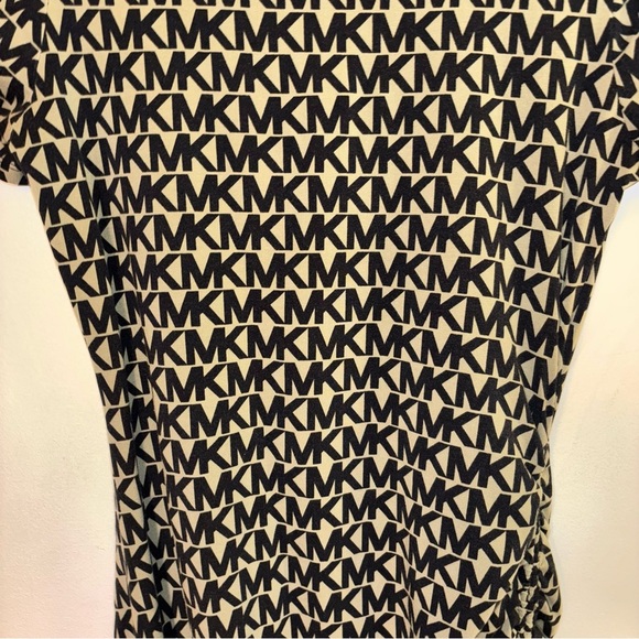 MICHAEL Michael Kors Signature MK Black and Olive Green Ruched Sheath Dress Sz S - Picture 4 of 8